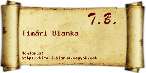 Timári Bianka névjegykártya